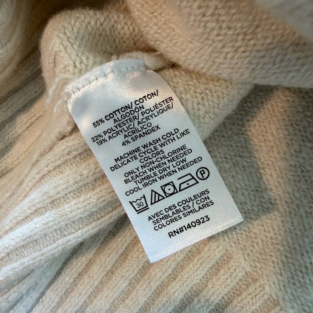 LOFT Boxy Cotton Crewneck in Bone Size Small - Picture 5 of 6